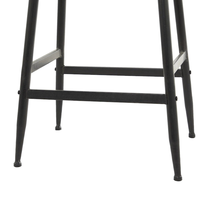Metall-Barhocker mit brauner Holzsitzfläche - Schwarz